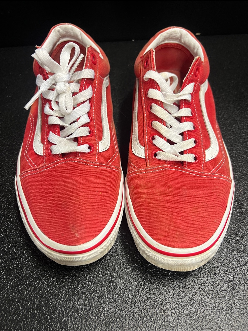 Vans Red and White Low-Top Sneakers